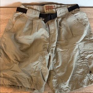 Rugged Exposure Tan Cargo Shorts with Integrated Web Belt